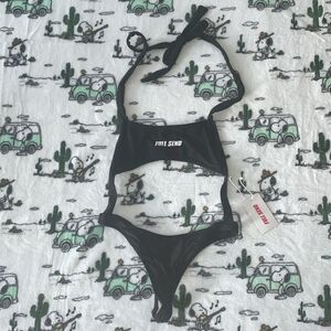 New with tags Full send black thong bikini swimsuit bathing suit one piece XS